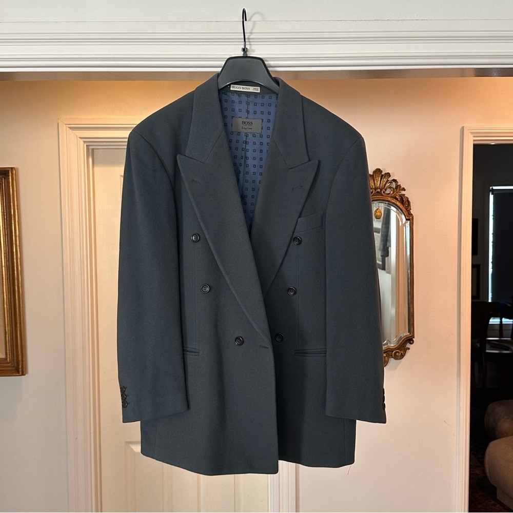 Hugo Boss - Cashmere Wool Blend Double Breasted Jacket in Dusty Blue - L